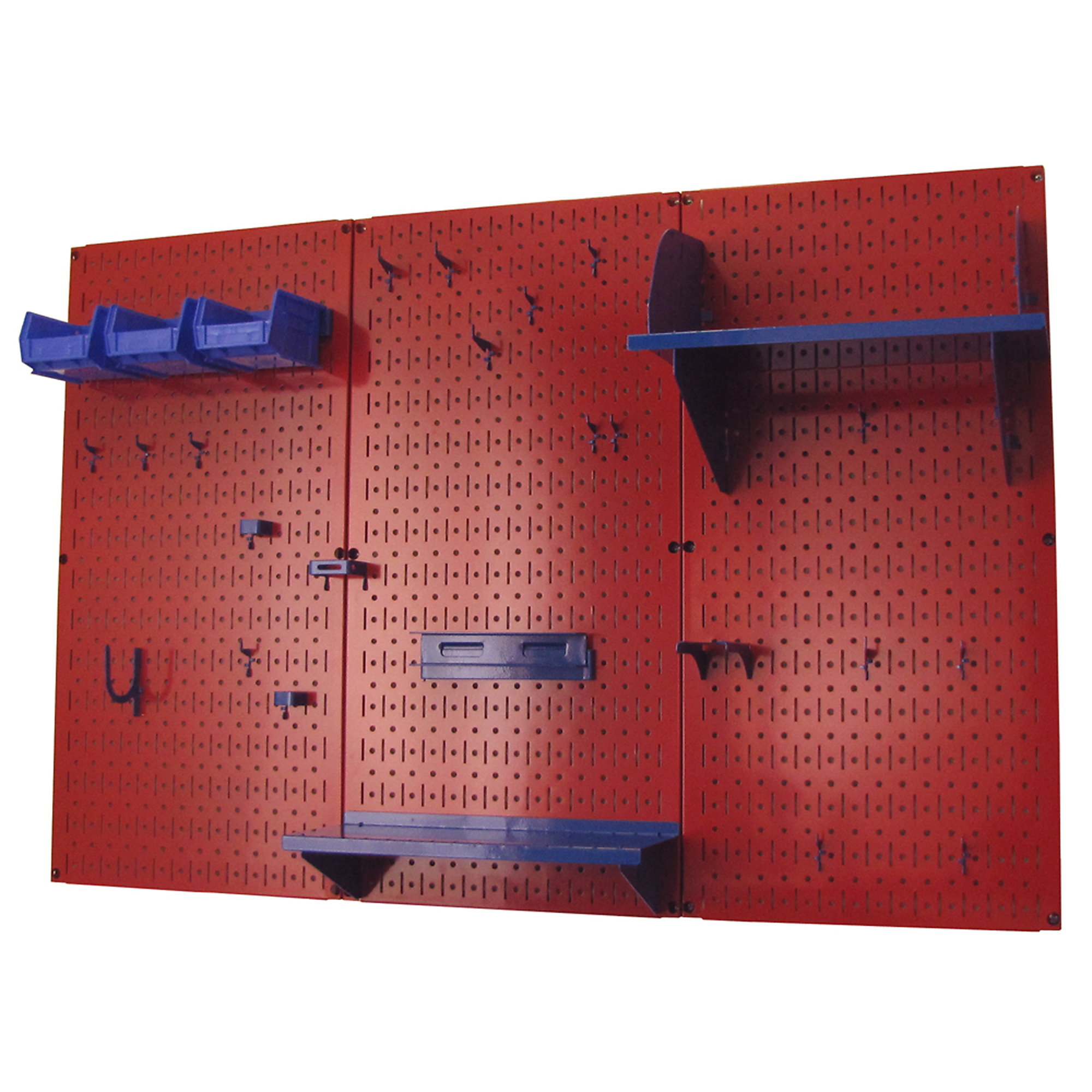 Wall Control Industrial Metal Pegboard Tool Storage Kit — 4ft., Red Toolboard, Blue Accessories, Model# 35IWRK-400-RBU